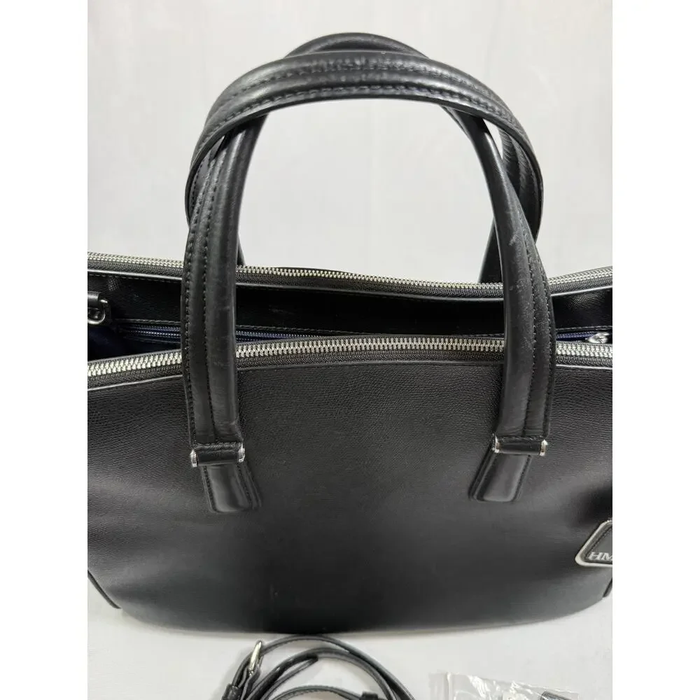 Tumi Black Leather work laptop briefcase tote monogram replaceable